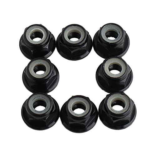 8PCS Flange M4 Lock Nuts Serrated Nylon Self-Tightening Aluminum M4 Wheel Hardware for Axial HPI TLR ECX Model RC Car Vehicles Upgraded Replacement Parts (Black) - color: Black