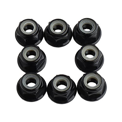 8PCS Flange M4 Lock Nuts Serrated Nylon Self-Tightening Aluminum M4 Wheel Hardware for Axial HPI TLR ECX Model RC Car Vehicles Upgraded Replacement Parts (Black) - color: Black