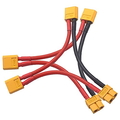 2Packs XT60 Serial Series Battery Connector 12AWG Soft Silicone Wire Cable Adapter for RC Lipo Battery Helicopter Quadcopter - style: XT60 Series Connector