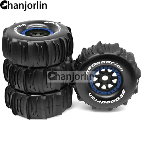 1/7 1/8 RC Off Road Truck Wheels 17mm Hex And Tires OD 5.5" Short Course Snow Sand Tyres For 1:7 1:8 Scale Buggy Truck Car TRAXXAS UDR FS Atom ARRMA Mojave 6S EXB YK4072 DF7 TB7 4PCS (Blue)