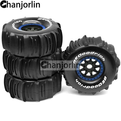 1/7 1/8 RC Off Road Truck Wheels 17mm Hex And Tires OD 5.5" Short Course Snow Sand Tyres For 1:7 1:8 Scale Buggy Truck Car TRAXXAS UDR FS Atom ARRMA Mojave 6S EXB YK4072 DF7 TB7 4PCS (Blue)