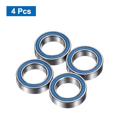 uxcell 4 Pcs MR117-2RS Deep Groove Micro Bearing, 7x11x3mm Double Rubber Sealed Chrome Steel Small Bearings (ABEC5, Z4 Low Noise) - size: MR117-2RS