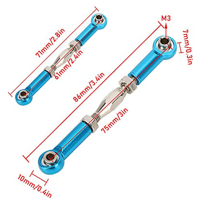 Tbest RC Push Rod, 6Pcs Adjustable Aluminum Alloy Tie Rod Turnbuckle, for RC Hobby Cars Planes Models