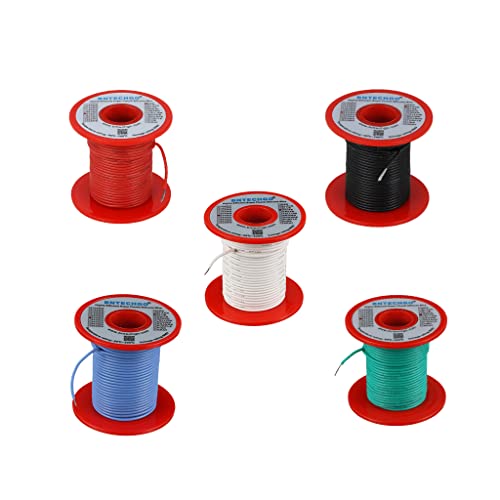BNTECHGO 22 AWG Silicone Wire Kit 5 Color Each 100ft Stranded Tinned Copper | Flexible 22 Gauge Stranded Wire Silicone Rubber Insulation For RC Models, Drone, Robot, LED Lighting Systems, 3D Printer, DIY - size: 5 Colors Each 100ft, style: 22 AWG silicone