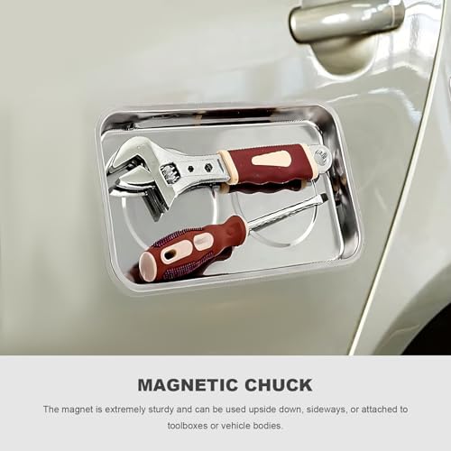 2 PCS Magnetic Tray Holders, Stainless Steel 6"x1" Rectangle Trays Metal Parts Holder with Strong Magnet, Heavy Duty Thickened Trays for Screws Bolts Nuts Washers Pins - color: Rectangle, M