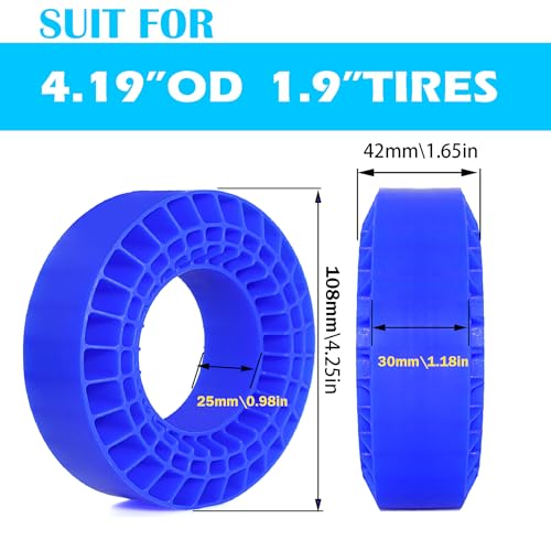REDSPIDER Silicone Rubber 1.9 tire Inserts，Light Weight Waterproof Soft and Highly Elastic Inner Filler，for 1/10 RC Crawler Car 1.9 Crawler Tires Upgrade. (Blue) - color: Blue