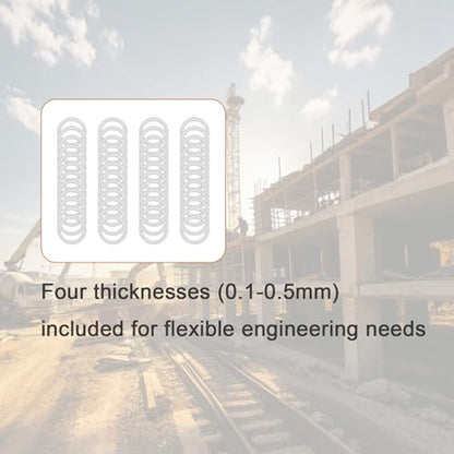 M5×7mm 304 Stainless Steel Shim Washers, 48-Piece Precision Mini Spacers | Four 0.1/0.2/0.3/0.5mm thicknesses for fine clearance tuning, shaft alignment, CNC assemblies, robotics and mechanical repair - size: M5x7