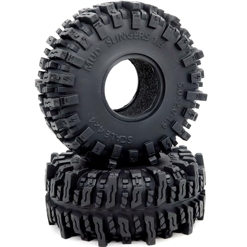 5.0'' Tall RC 1.9 Crawler Tires Soft Sticky T8 Mud Slingers Tyre for 1/10 Rock Crawling TRX4 high Trail SCX10 Wraith Upgrades, HS701545