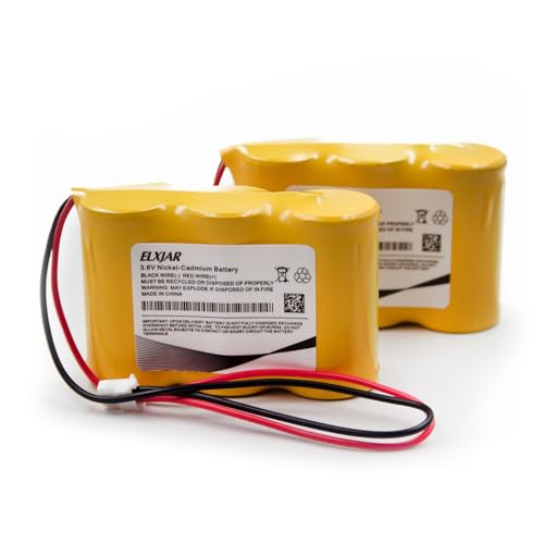 (2-Pack) 3.6V 2000mAh Ni-Cd Battery Replacement for NABC B15SC03 Emergency Light Backup Pack with PR500EC Connector