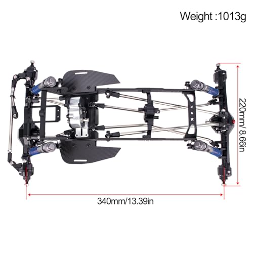 High Clearance LCG Chassis Kit for Performance 1/10 RC Crawler Cheater Rigs Carbon Fiber Chassis Rails Gearbox & Adjustable Shock Absorbers DIY Builds Upgardes Parts