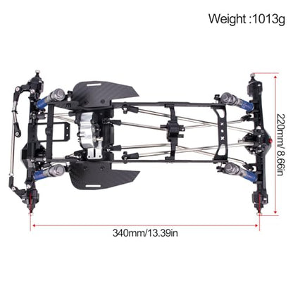 High Clearance LCG Chassis Kit for Performance 1/10 RC Crawler Cheater Rigs Carbon Fiber Chassis Rails Gearbox & Adjustable Shock Absorbers DIY Builds Upgardes Parts