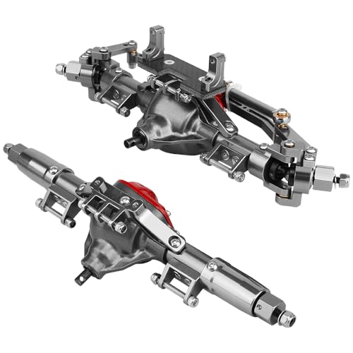Front Rear Complete Axle Set with 3.0 Version Axle Shaft for Axial SCX10 RC4WD D90 1/10 RC Crawler Upgrade Parts (Gray)