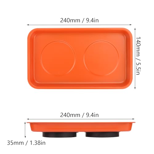 5 PCS Magnetic Trays, 9.4X5.5x1.4Inch, Magnet Tool Tray, Magnetic Parts Tray, orange, by GENHAKON - size: 5 PCS Rectangle Orange