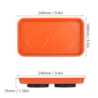 5 PCS Magnetic Trays, 9.4X5.5x1.4Inch, Magnet Tool Tray, Magnetic Parts Tray, orange, by GENHAKON - size: 5 PCS Rectangle Orange