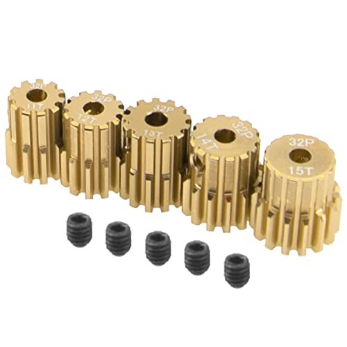 Aluminum Alloy 32 Pitch Pinion Gear Set 3.175mm Shaft 11T 12T 13T 14T 15T Motor Gears Compatible with Tamiya Kyosho RedCat Losi Axial Traxxas 1/10 RC Car