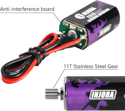 INJORA 180 PRO Brushed 48T Motor with Stainless Steel Pinion and Aluminum Heat Sink for TRX4M 1/18 RC Crawler Car Upgrade
