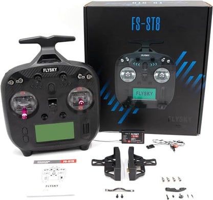 GoolRC Flysky FS-ST8 RC Transmitter 2.4GHz 10CH Remote Controller with FS-SR8 Receiver for RC Drone Airplane Helicopter Car Boat (Upgraded Version)