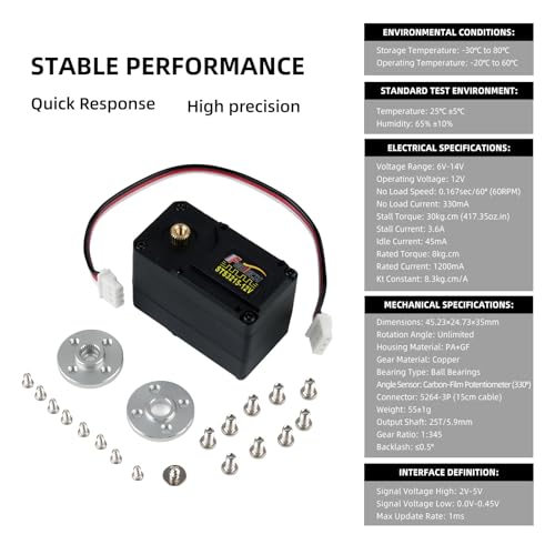 30KG High-Torque Serial Bus Servo 12V 360° Continuous Rotation Programmable Smart Industrial Digital Servo with Controller for RC Car Steering Servo Robotic Arm (1 Servo with 1 Bracket) - style: 1 Servo With 1 Bracket