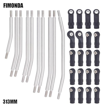 RC Metal Links Upper Lower Linkage Chassis Link Set with Plastic Rod Ends,313/324mm Wheelbase for 1/10 AXIAL SCX10 II 90046 RC Crawler Car (313mm)
