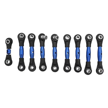 RC Crawlers Models For Bronco GT4-TEC 2.0 1/10 Aluminum Tie Rod Set Adjustable Steering Linkage Servo Link Pull Parts Model Accessory Modified(Blue) - color: Blue