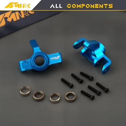 Steering Knuckles Caster Blocks & Ball Bearing Front Hub Carrier Kit for 1/16 H16BM H16PL H16GT H16DR 16207 16208 16209 16210 Series Upgrades Part Blue - color: Blue