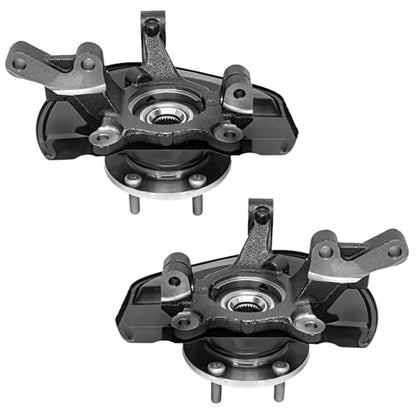 Detroit Axle - Front Steering Knuckles & Wheel Hub Bearings + Brake | Calipers w/Bracket Kit Replacement for Jeep Patriot Compass Dodge Caliber - size: 4BU48612/Kit