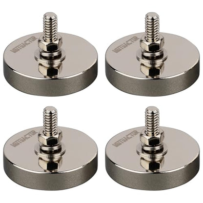 MUTUACTOR 4PCS Super Power Neodymium Round Magnet Base with 1/4''-20 Male Threaded Stud,185lbs Φ1.65” Anti-Broken Magnetic Mount Heavy Duty Magnets for LED Lighting Camera Tools and Others Equipments - style: 185 lbs 1/4-20" Male 4pcs