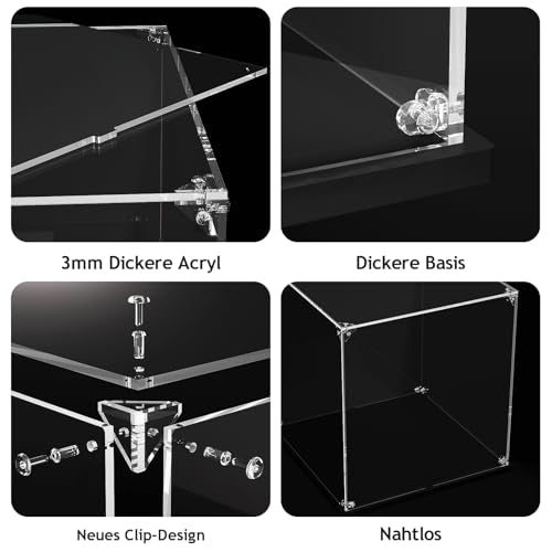 Clear Acrylic Display Case ,Self-Assemble Showcase for Collectibles, Action Figures, Dolls- Alternative Glass Box for Commemorative Gifts(16x8x8 inches, 40x20x20 cm) - size: 16x8x8 inch,40x20x20 cm