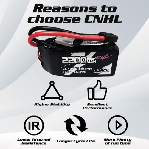 CNHL 2200mAh 3S Shorty Lipo Battery 11.1V 40C XT60 Plug (2 Packs) | Lightweight pack fits tight chassis for predictable control on technical terrain crawlers, light planes, and helis.