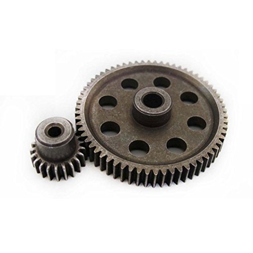 11184 & 11181 Differential Steel Metal Super Gear Main Gear 64T & Motor Gear 21T Combo for RC HSP 1/10 Car Truck