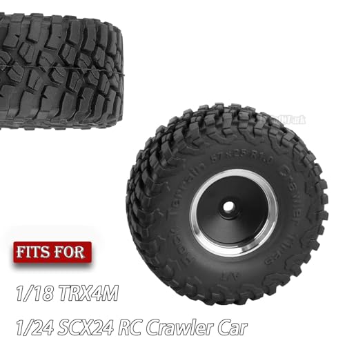 RC 1.0" Wheels and Tires for 1/18 TRX4M,1/24 SCX24 RC Crawler Car,RC Off Road Buggy Rally Truck Wheel and Tires,1.0 Alloy Wheel Rims & Rubber Tires,w/Foam Inserts,7mm Hex Rim,4PCS-(C) - style: 1.0 - (C-Bailuchi Tires)