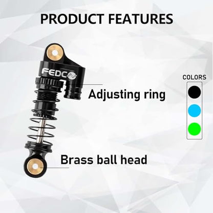 SCX24 Shocks 32MM Oil-Filled Shocks For Axial SCX24 Upgrades | CNC Aluminum Threaded Shock Absorber For 1/24 RC Crawlers - color: Black