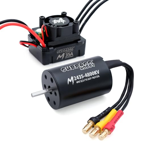 SurpassHobby Brushless Motor ESC Combo 2435 4800KV RC Motor and ESC 35A for 1/16 Remote Control Cars Trucks Off-Road Vehicle - style: 4800kv + 35A ESC
