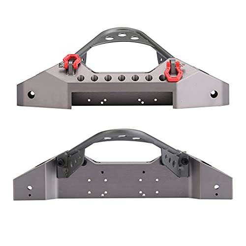 ZJchao RC Bumper, RC Front Bumper Metal Front Upper with 2 LED Lights for ‑4 1/10 Scale Crawler (Ti Color) - color: Ti Color