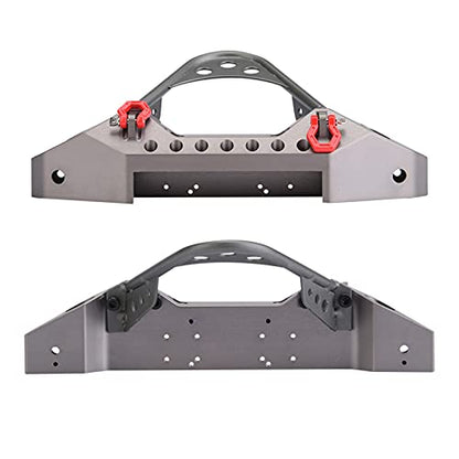 ZJchao RC Bumper, RC Front Bumper Metal Front Upper with 2 LED Lights for ‑4 1/10 Scale Crawler (Ti Color) - color: Ti Color
