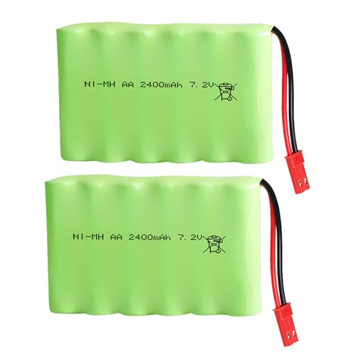 2Pcs 7.2V 2400mAh NI-MH Battery Pack RC Replacement Rechargeable Battery Pack Built-in AA * 6 Cell for Toys,Drone,Remote Control Car Accessory