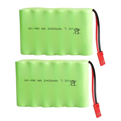 2Pcs 7.2V 2400mAh NI-MH Battery Pack RC Replacement Rechargeable Battery Pack Built-in AA * 6 Cell for Toys,Drone,Remote Control Car Accessory
