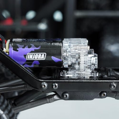 INJORA Acrylic Complete Transmission with Overdrive Gears for 1/18 RC Crawler TRX4M Upgrade - size: 9.7/1