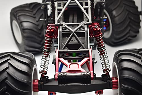 GPM Racing GPM for 1/8 LMT 4WD Solid AXLE Monster Truck Aluminum Front/Rear Adjustable Spring DAMPERS (130MM) -4PC Set (Silver)