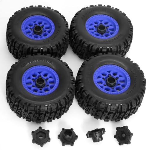 Compatible with ARRMA for Mojave for UDR for Yikong RC Car Parts Accessories 4pcs 12mm and 14mm Hex Short Course Truck Wheel Tire RC Assortment(Blue) - color: Blue