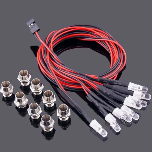 2-Pack 8Leds LED Light Headlights Lighting Taillight Kit Compatible with Traxxas HSP Tamiya Redcat RC4WD Axial SCX10 RC Car Truck Tank Crawler,Red Orange White Led