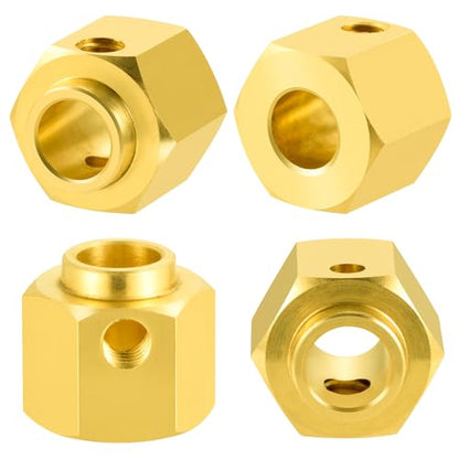 4Pcs Brass 12mm Wheel Hex Hubs Adapter, 10mm Thickness | 5mm, 8mm, 9mm, 10mm, 11mm, 12mm, Extension Combiner, Counterweight, For 1/10 Tra-xxas TRX4, RC Crawler Car - color: 10mm Thickness