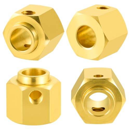 4Pcs Brass 12mm Wheel Hex Hubs Adapter, 10mm Thickness | 5mm, 8mm, 9mm, 10mm, 11mm, 12mm, Extension Combiner, Counterweight, For 1/10 Tra-xxas TRX4, RC Crawler Car - color: 10mm Thickness