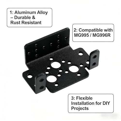 10PCS Servo Bracket Kit + 10PCS Extension Cable for MG995 MG996R – Aluminum Mount Set for Robot Arm, RC Car, Pan Tilt DIY