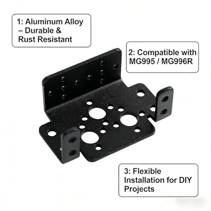 10PCS Servo Bracket Kit + 10PCS Extension Cable for MG995 MG996R – Aluminum Mount Set for Robot Arm, RC Car, Pan Tilt DIY
