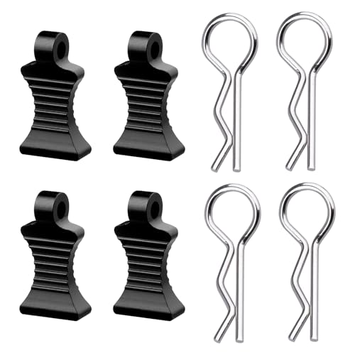 RC Car Body Clips with Pull Tab for 1/10 1/12 Scale Traxxas Axial Redcat Losi Tamiya HPI HSP RC Truck Crawler Buggy On Road Touring Racing, Set of 4 (Black) - color: Black