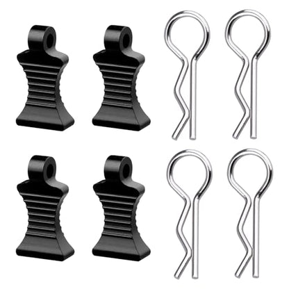 RC Car Body Clips with Pull Tab for 1/10 1/12 Scale Traxxas Axial Redcat Losi Tamiya HPI HSP RC Truck Crawler Buggy On Road Touring Racing, Set of 4 (Black) - color: Black