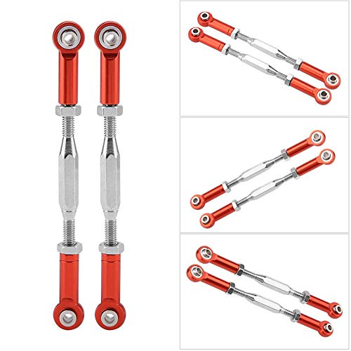 RC Truck Steering Rods, 2 Pcs Aluminium Alloy Steering Linkage Rods for Slash 1/10 Scale RC Truck Remote Control Car Spare Part Accessory (Red)