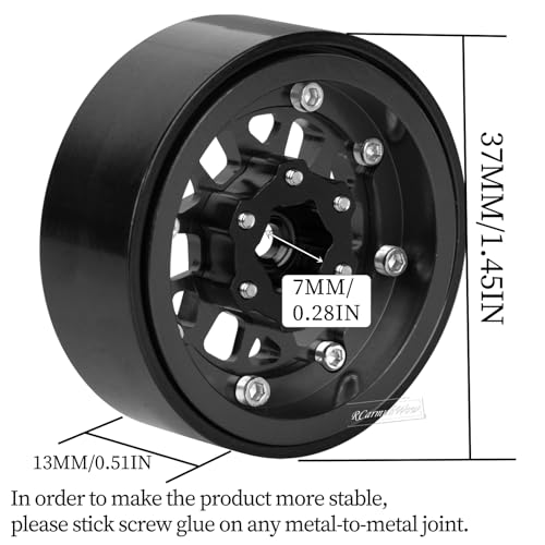 RC 1.3" Beadlock Wheels 1.3 rc Wheels for RC Crawler 1/18 TRX4M,1/24 SCX24,Alloy Aluminium 1.3 Beadlock Wheels 1.3 rc Rims,4pcs,Black - color: Black(4pcs)