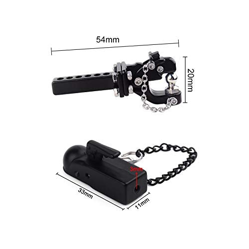 INJORA Tow Hook Drop Hitch Receiver with Ball Buckle for 1/10 RC Crawler - size: with Ball Buckle